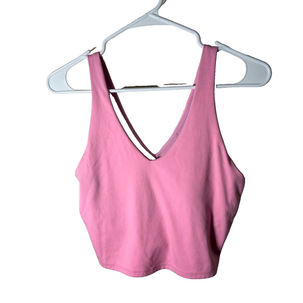 All In Motion Sports Bra Women's Medium Pink V-Neck Sleeveless Athletic Active